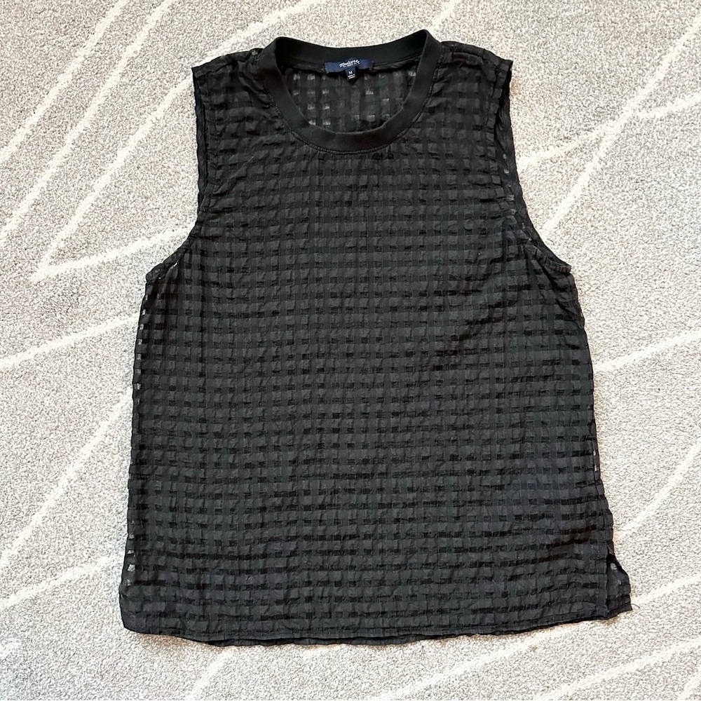 Madewell Black Gingham Sheer Sleeveless Top